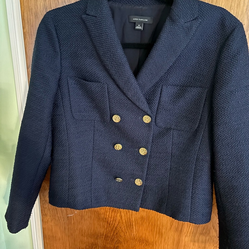 Ann Taylor Midnight Blue Blazer with Gold Buttons